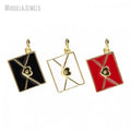 PM46685 Copper Jewelry White Red Black Enamel Envelope Letter Love DIY Pendant Charms for Necklace Making Gold Plated Bulk