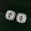 925 Sterling Silver 18K White Gold Plated 7mm Square Cubic Zirconia Stud Earrings for Women