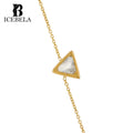 Wholesale Unique 925 Sterling Silver Trendy Light Luxury 18k Gold Plated Zircon Triangle Fine Chain Bracelet for Women