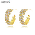 LUOTEEMI Multiple Twisted Leaf 18K Large Hoop Earrings 18k Gold Plated Earring  Chunky for Women Wholesale