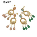WT-E721 Amazing Excellent Tiny Drop Dangle Earrings Fashion Gold Plated Long Statement Drop Stone Earrings for Women Gift