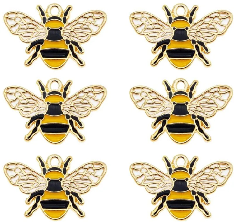 Gold Black Colorful Enamel Oil Drip Honeybee Craft Cute Bee Charms Pendants Earrings Bracelets Making Jewelry Findings