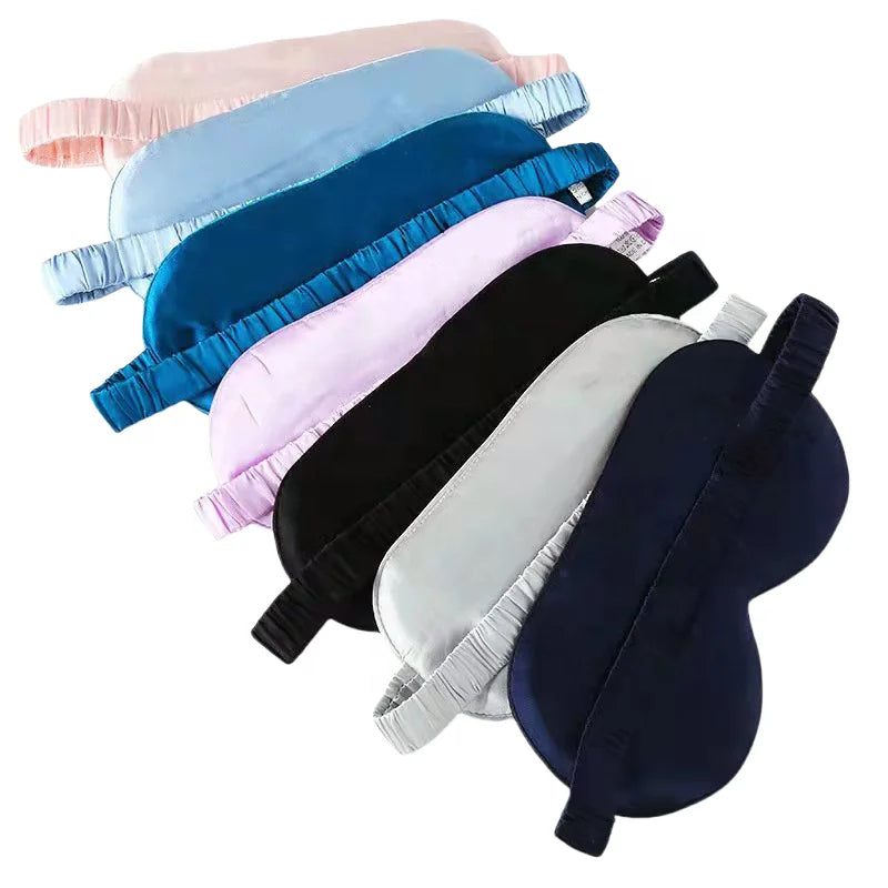 Adjustable OEM Embroidery Logo Blindfold Weighted Eye Mask 100% Pure Mulberry Silk Sleep Mask Eye Cover Sleeping Silk Eye Mask