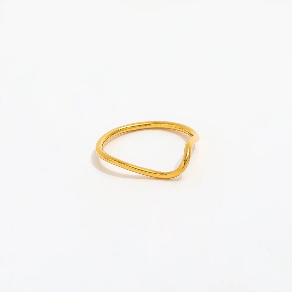 Joolim Jewelry Wholesale 18K Gold Plated Irregular Curve Lines Stainless Steel Rings for Women Rings