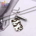 Hip Hop Style Engraved Stainless Steel Dog Tag Pendant Necklace Link Chain Ins Personality Bullet Accessories Geometric Shape