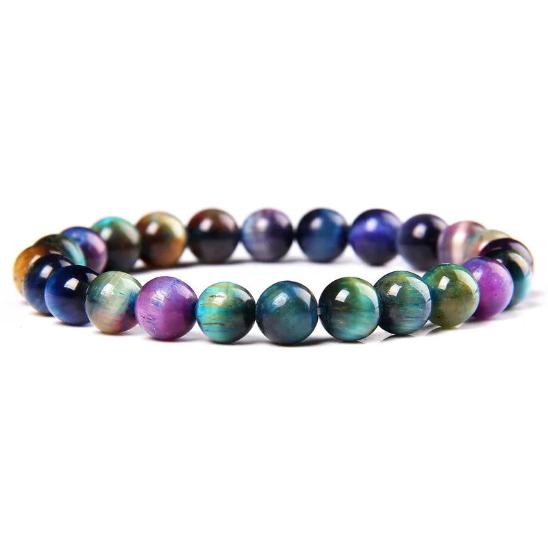 Handmade Jewelry Gifts Pulseras Fashion 8mm 10mm 12mm Colorful Tiger Eyes Beads Bracelet Men Charm Natural Stone Braslet for Man