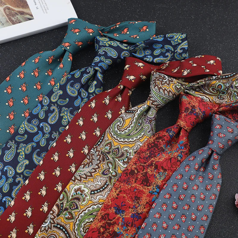 New Arrival 9cm Wide Printed Mens Tie  Fashion Business Neck Tie for Men Suit Wedding Party Necktie Formal Dress Cravat