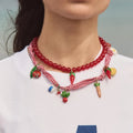 2025 New Arrival Fashion Jewelry Strawberry Chili Multi Layer Bead Stacked Necklace Multi Handmade Fruit Insect Necklaces