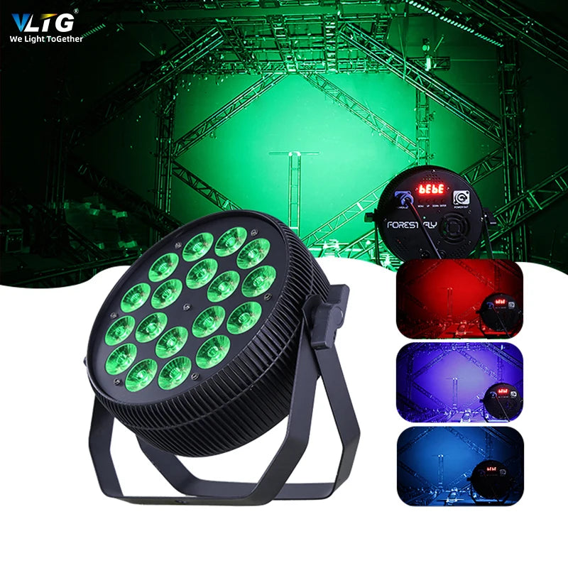 VLTG Par Light 18Pcs 18W Led Par Stage Light 4In1 Flat Light Background Wash Stage Equipment MegaBDM