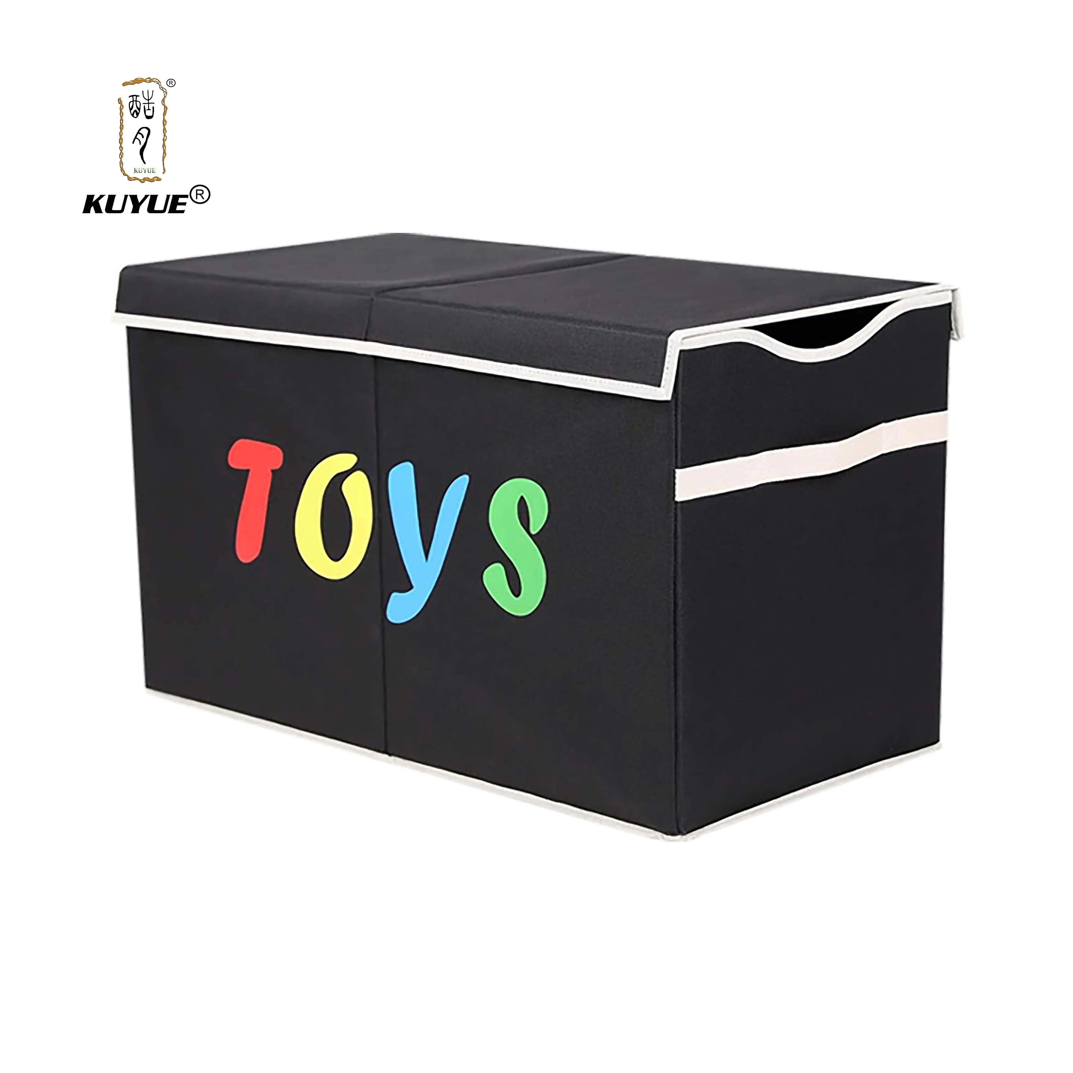 KUYUE Foldable Large Toy Chest Flip-Top Lid Decorative Storage Boxes with Durable Handles Home Organization Bins Containers