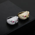 Funny Fashion Style Owl Rings SolidRing With Red Zircon Iced Out Cubic Zircon Hip Hop Personality Jewelry for Men Gifts