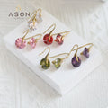 Ason Fashion Jewelry Earrings Wholesale Stainless Steel 18k Gold Plated Colorful Zircon Elegant Diamond Drop Earrings for Women