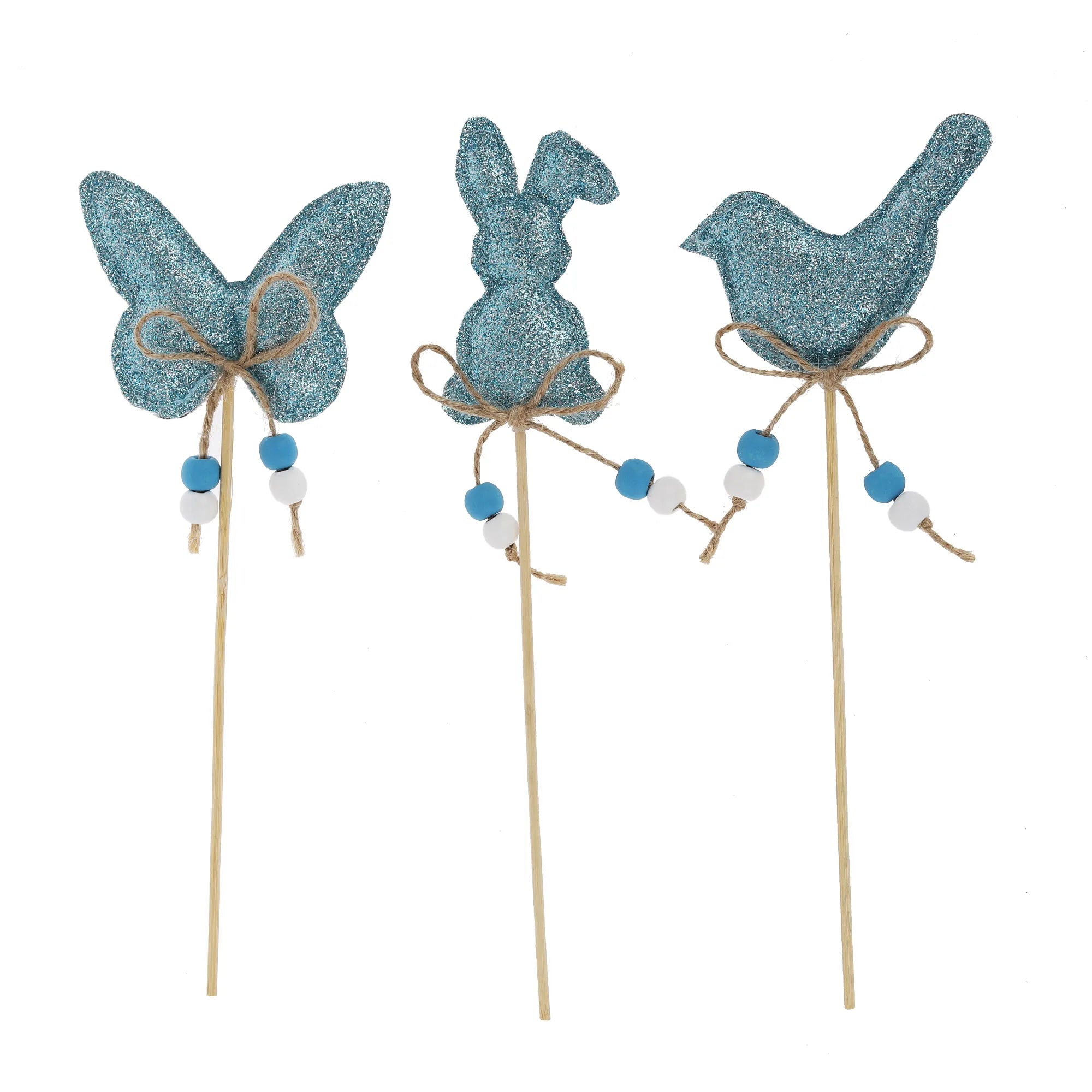 Wholesale Decorative Floral Sticks Easter Rabbit Leather Pick for Flower POTS Decoration