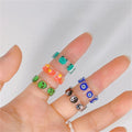 Punk Gothic Aesthetic Crystal Jewelry Cute Fruit Tai Chi Resin Rings for Women