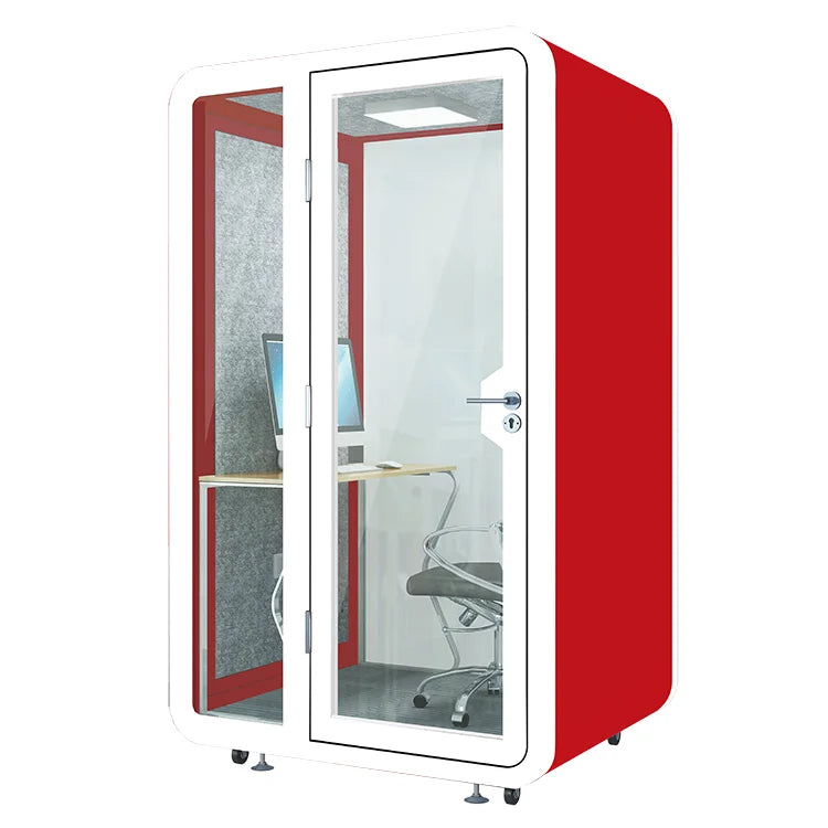 Red Modern Modular Soundproof Indoor Mobile Work Space Office Pod Meeting Phone Study Cabin Booth for Office Building