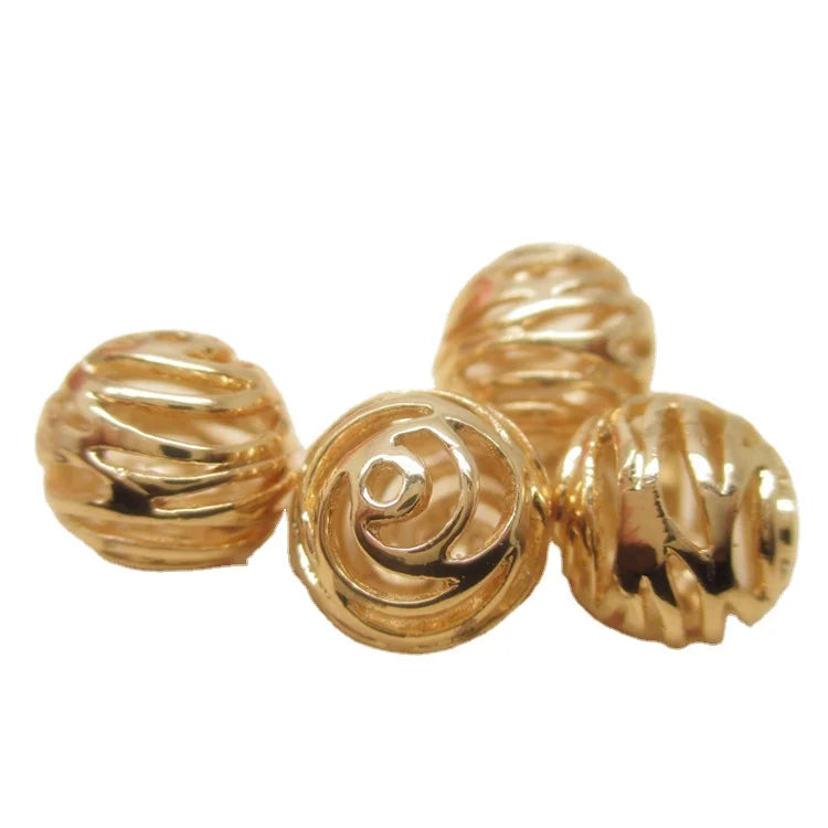Wholesale 24K Gold Plated Hollow Rotating Beads New Style round Spacer Beads for Jewelry Making Components