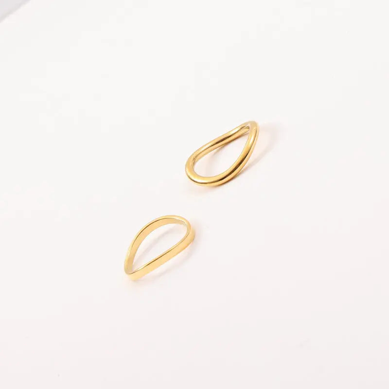 High End 18K Plain Flat Round Wire Bend Ring Stainless Steel Trendy Simple Gold Plated Jewelry