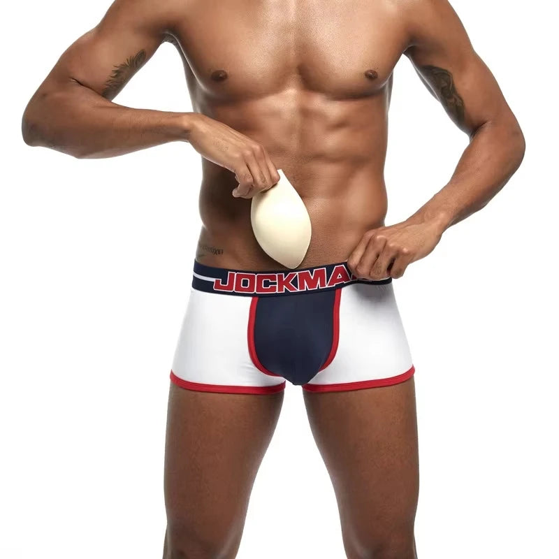 High-end Quality Men's 3D Big Crotch Pouch Boxers Briefs Cotton Comfortable Round Hip Sports Fitness Running Shorts Underwear
