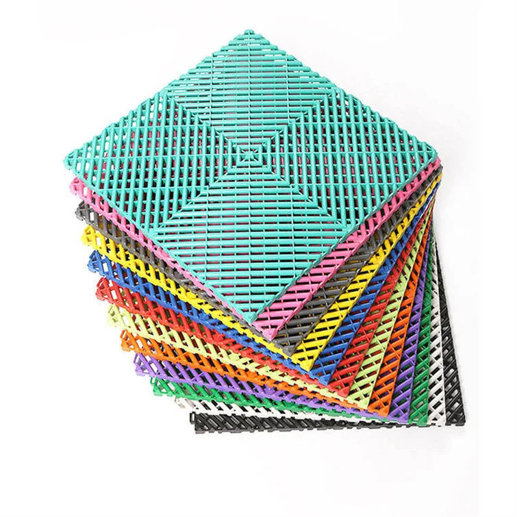 Interlocking Plastic Flooring 400*400*18mm PP PVC Garage Floor Tiles Warehouse Showroom Car Detailing Shop Tiles for Floor