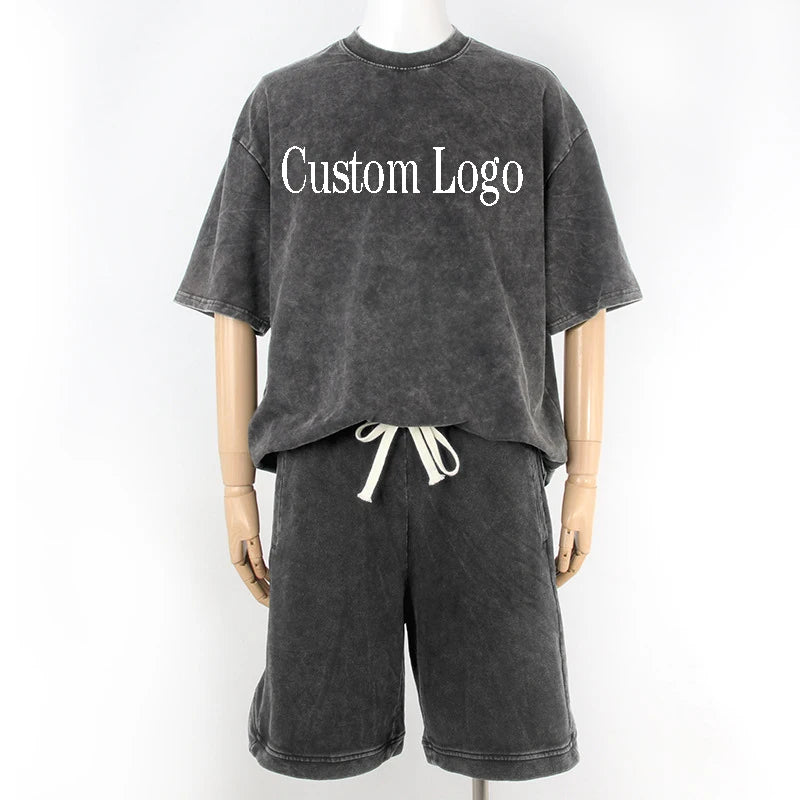 Evertop Custom Logo T-Shirt and Shorts Set Wholesale Personalized Cotton Sports Spring SeasonSportswear Bottom Wear