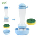 Hot Selling Plastic Dish Brush with Long Handle Liquid Soap Dispenser for Easy Kitchen Cleaning