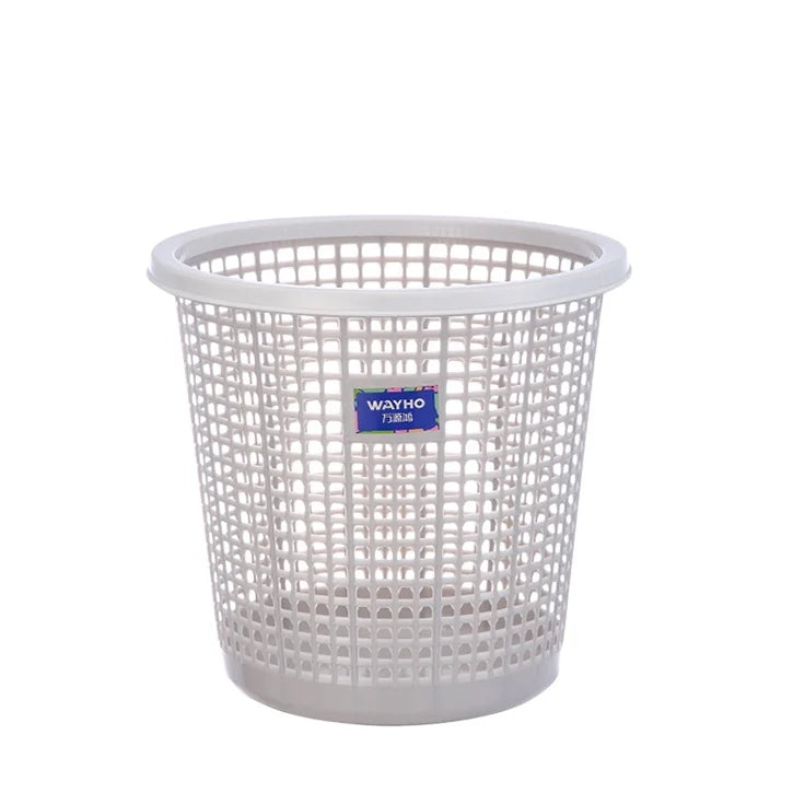 Custom Durable Hollow-carved Design Round Desk pp Plastic Rubbish Dust Trash Bins