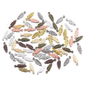5mm*1.5cm 9Colors Mini Alloy Feather Charm Pendants Embossed Metal Plume Ornaments for DIY Earring Bracelet Jewelry Findings