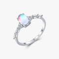 925 Sterling Silver Trendy Delicate Oval Colorful Moonstone CZ Finger Ring for Women Party Fine Jewelry Accessories