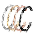 Custom Fashion Jewelry C Shaped Opening Contorted Geometric Stainless Steel Cuff Bracelet