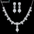 LUOTEEMI Fashion Set Woman Necklace Lady Wedding Elegant Earring Designer Bridal Earing Flower Jewelry