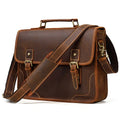Vintage Crazy Horse Cowhide Leather Handbag for Men Fashionable Business Briefcase Shoulder Messenger Bag Laptop Compartment