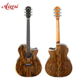 Aiersi Brand Colour Pearl Inlaid Glossy Armrest Exotic Bocote Wood Acoustic Guitar High Grade Handmade Folk Musical Instrument