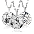 Wholesale Customized Jewelry Hip Hop Stainless Steel Engraved Horoscope Round Coin Disk Pendant Men's Necklace