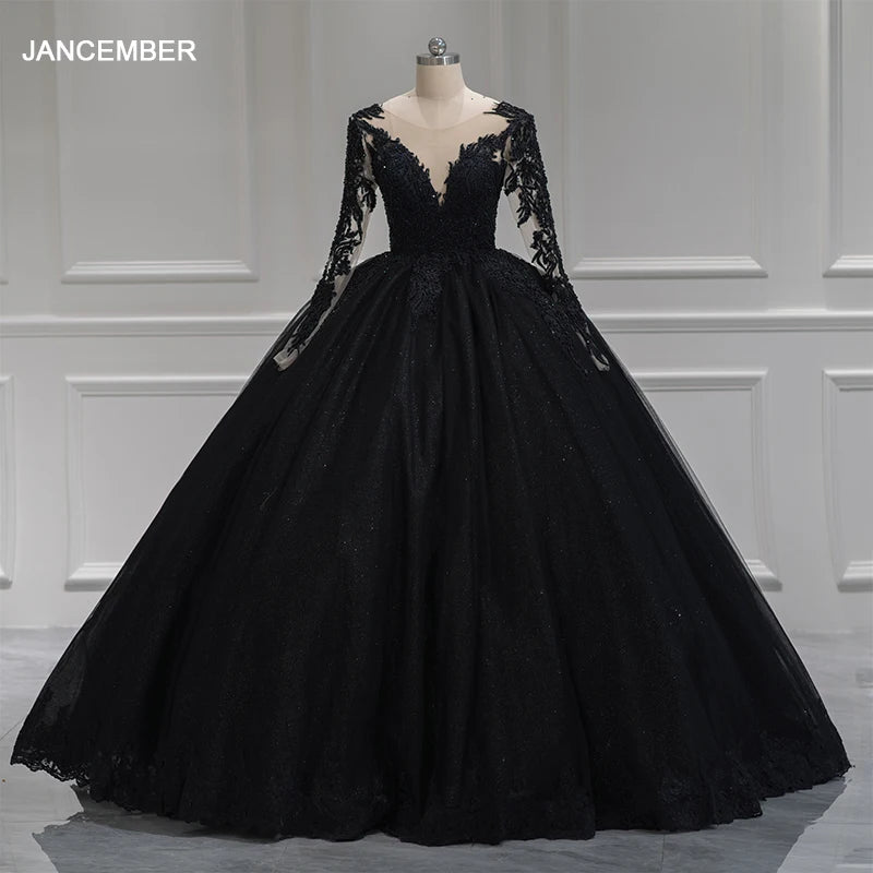Vintage O-Neck Long Sleeves 15 Quinceanera Ball Dresses Jancember RL267
