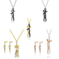 Romantic Human Pendant Choker Necklaces PVD 18K Gold Plated Stainless Steel Chain Cuddle Couple Pendant Necklaces