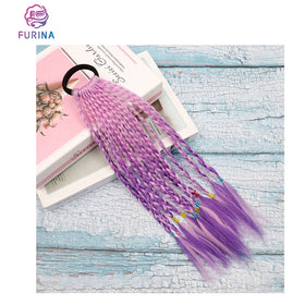 Color Gradient Dreadlocks Hair Braided Ponytail Hair Rubber Band Synthetic Hair Accessories Ponytail for Women