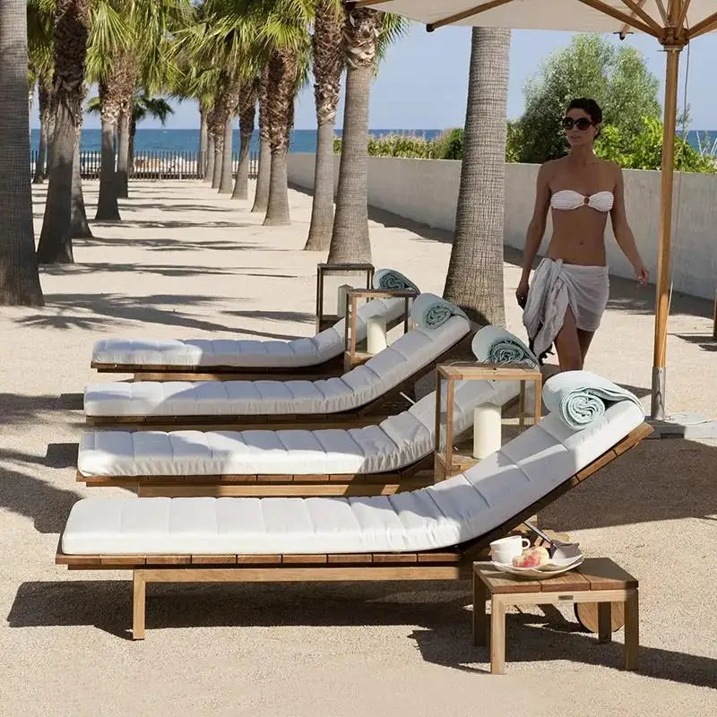 Tropical Garden Swimming Hotel Bed Outdoor Luxury Wood Pool Furniture Beach Folding Lounge Chaise Chair