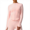 Women Running Athletic JacketGym Tight Coat Sports Fitness Long Sleeve Yoga Workout Top Sports Shirt with Half ZipThumb Hole