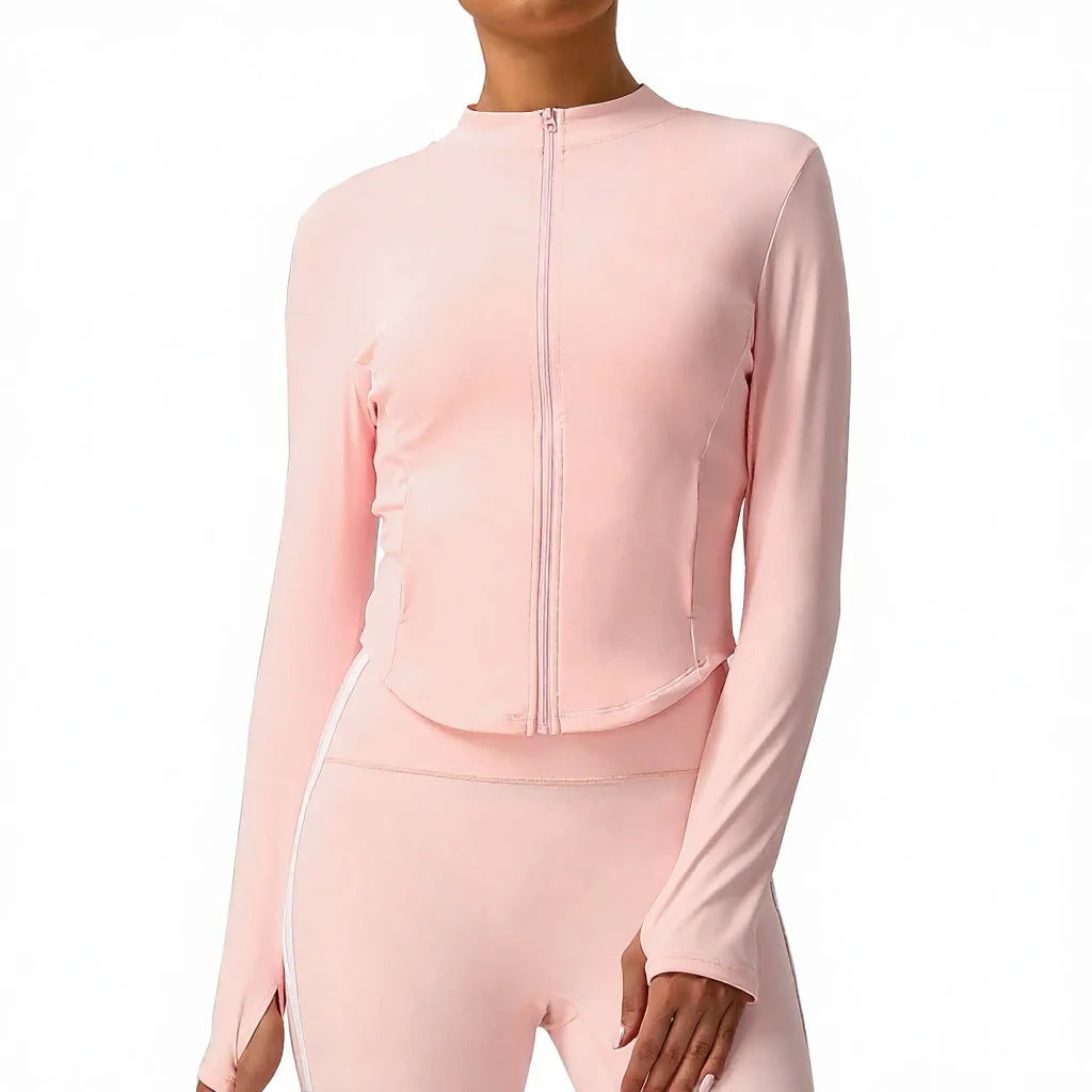 Women Running Athletic JacketGym Tight Coat Sports Fitness Long Sleeve Yoga Workout Top Sports Shirt with Half ZipThumb Hole