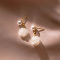 Classic Design S925 Sterling Silver Artificial Pearl Camellia Flower Pendant 925 Sterling Silver Earrings for Women M01765