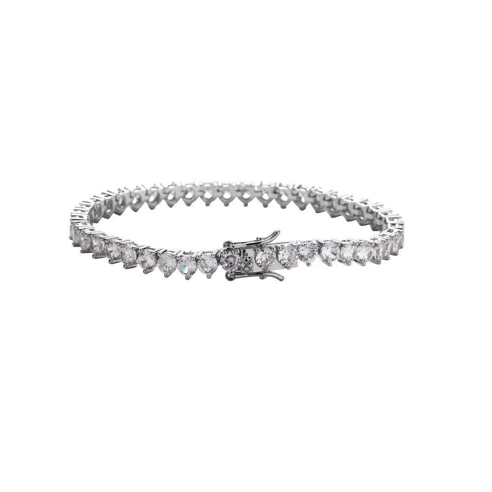 Men's 3.0 Copper Zircon Tennis Bracelet Round Hip Hop Design for Parties Fashionable Accessory