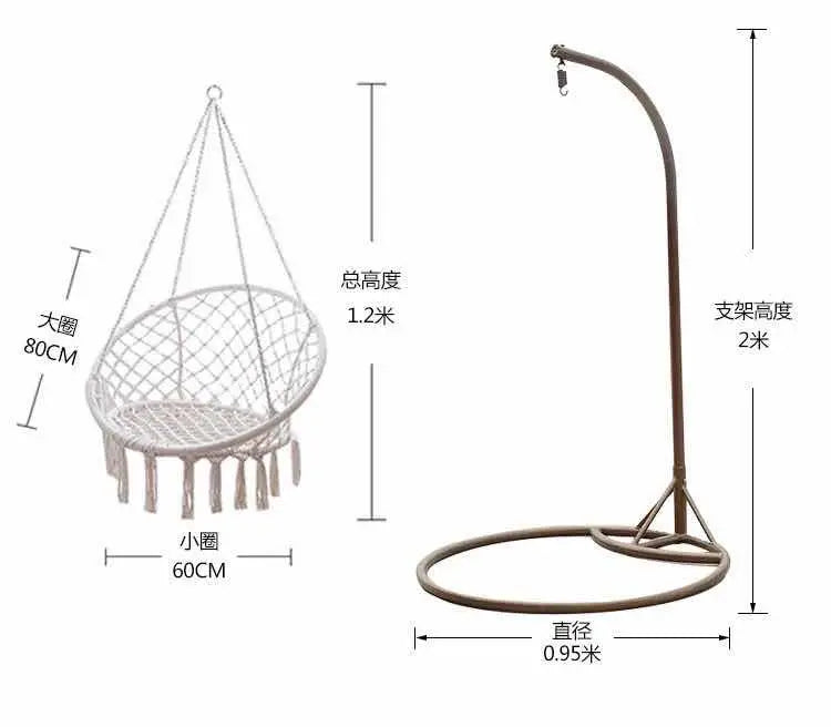 Woqi Outdoor  Garden Lifts Hammock Swings Cotton Hammock Chair With Stand Hammock Chair