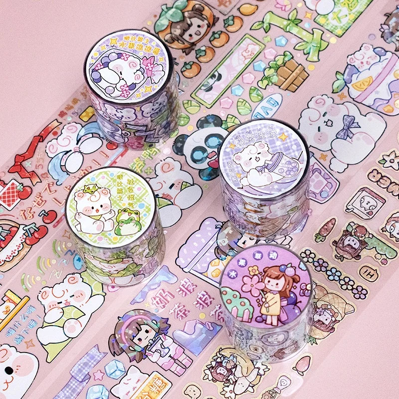 Custom Kawaii Cute Transparent Decorative Sticker Roll for Stationery Manufacturer
