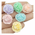 100Pcs 18*20MM Pastel Rose Flower Flatback Resin Cabochons Mixed Colors Great for Necklace Earring Jewelry Making Supplier