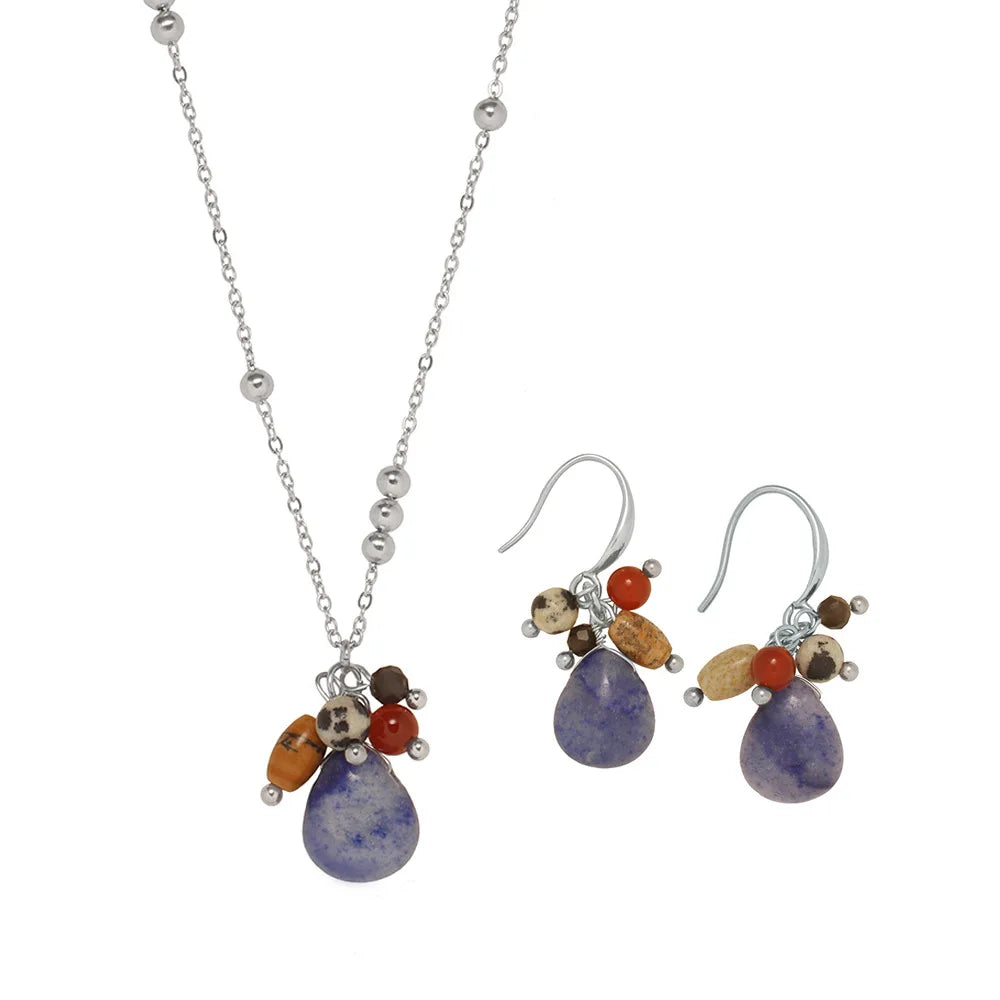 Wholesale Fine Pendants Charms Stainless Steel Necklace Red Bead Blue Aventurine Natural Colorful Stone Red Carnelian Bead