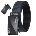 Custom LOGO Casual Fabric Zinc Alloy Buckle Woven Webbing Mens Adjustable Reversible Automatic Buckle Nylon Belts