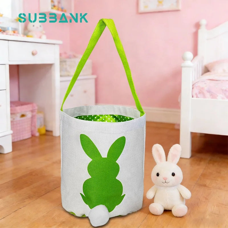 Subbank Sublimation Easter Bag Wholesale Linen Printing Bunny Sublimation Blank Easter Bag