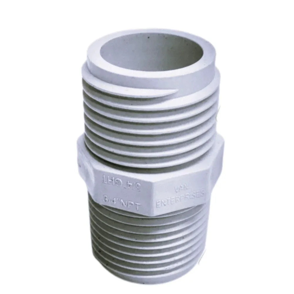 PVC Garden Hose Adapter 3/4" NPT to 3/4" GHT for Sewage & Pool Pumps Polished Surface 3-Year Warranty