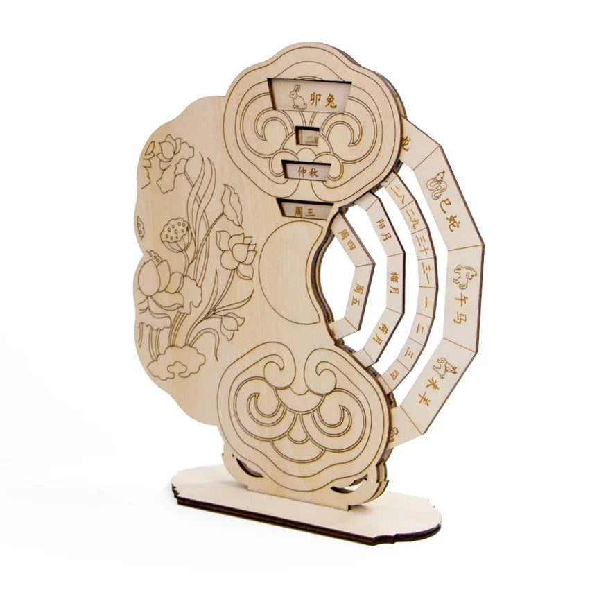 Creative Modern Simple Wooden Perpetual Calendar No Page Turning for Study Desk Decoration or Souvenirs Gifts