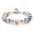 2023 Wholesale Crystal Glass Beads Colorful Bracelets Round Ladies Square Dainty Charm Trendy Bead Bracelet